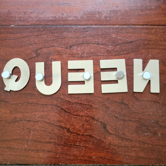 QUEEN Brushed Stainless Steel Letters Magnetic Letters 1.5 by 1.25 inches - Picture 4 of 7
